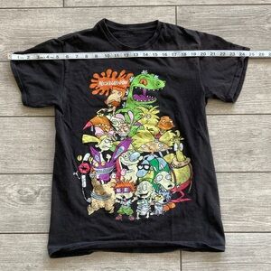 Nickelodeon 90s Black T-Shirt with Characters Size Small